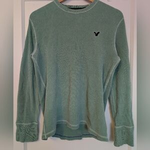 American Eagle Outfitters Mint Long Sleeve Waffle Shirt